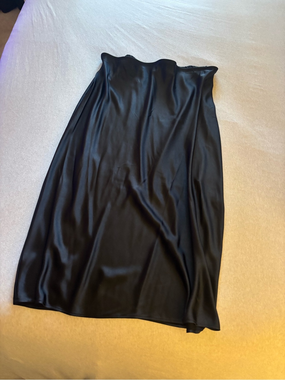 Old Navy Black Satin Midi Slip Skirt